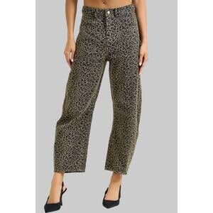 NEW DOE AND RAE kit barrel jeans in tan leopard